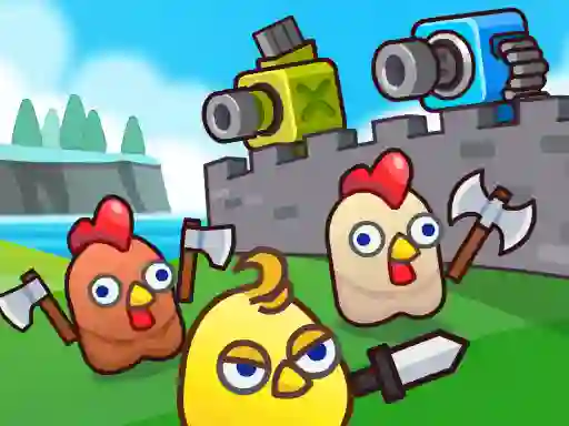 Merge Cannon: Chicken Defense — bezplatná online hra